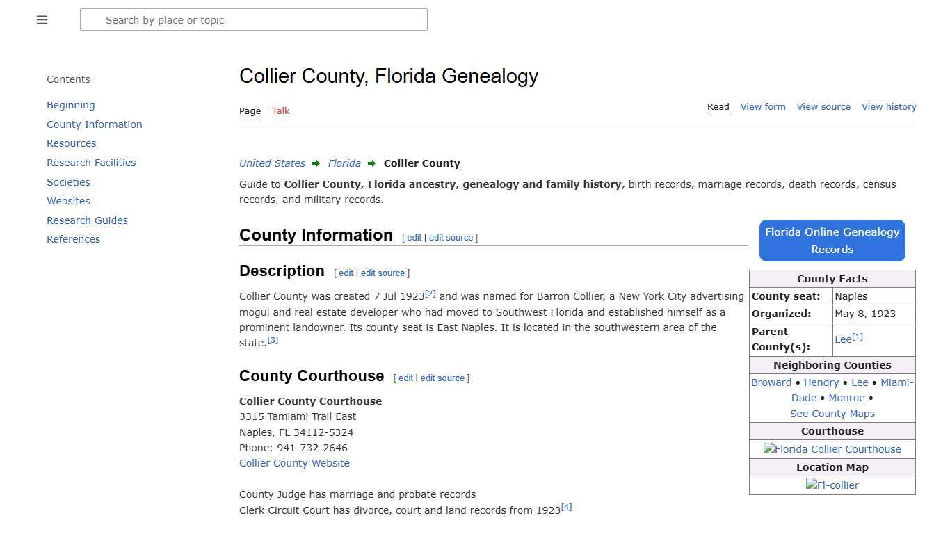 Collier County, Florida Genealogy • FamilySearch